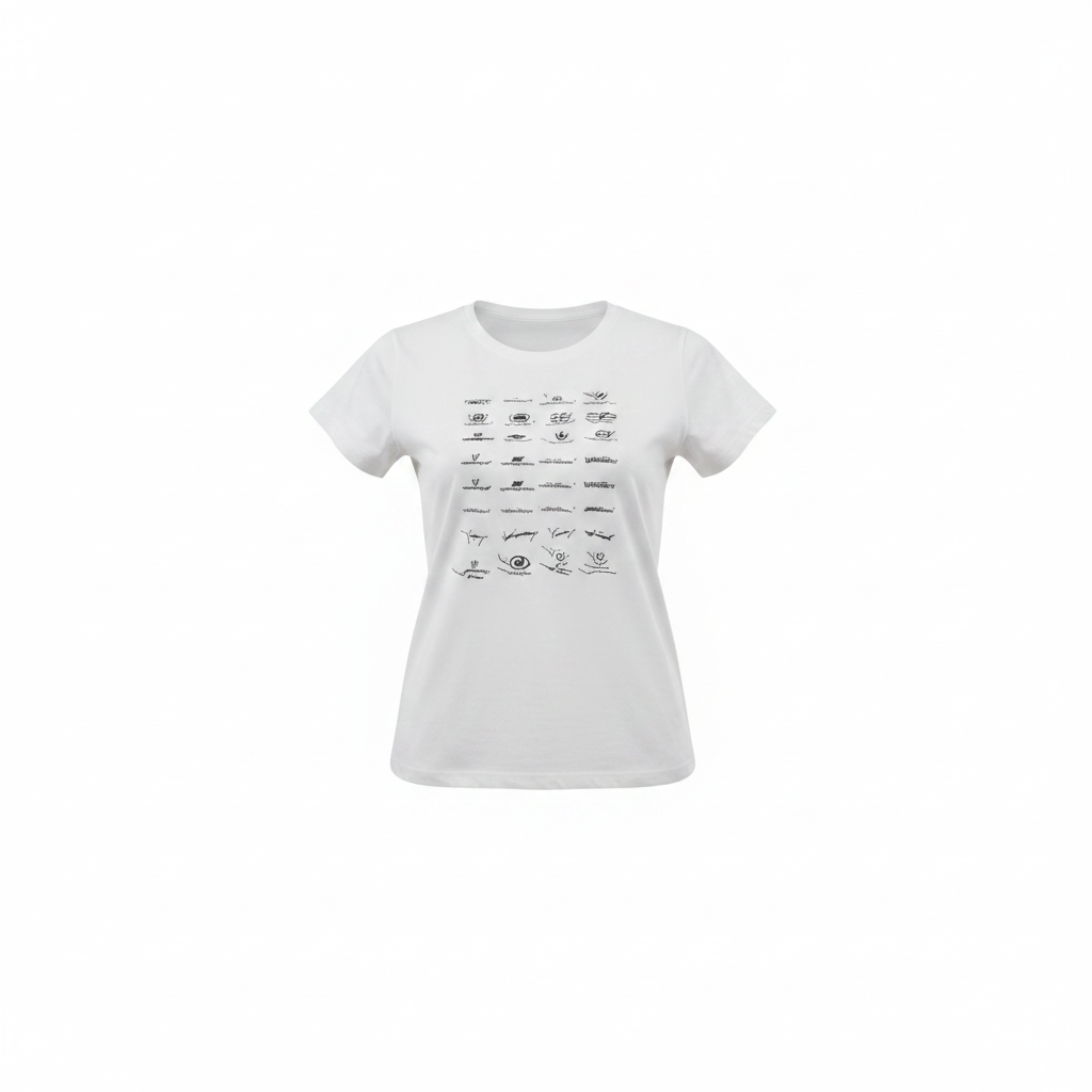 White Graphic Icon Print Shirt - Ghost Mannequin Front