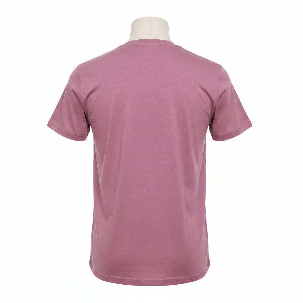 Ghost mannequin back view of dusty pink T-shirt