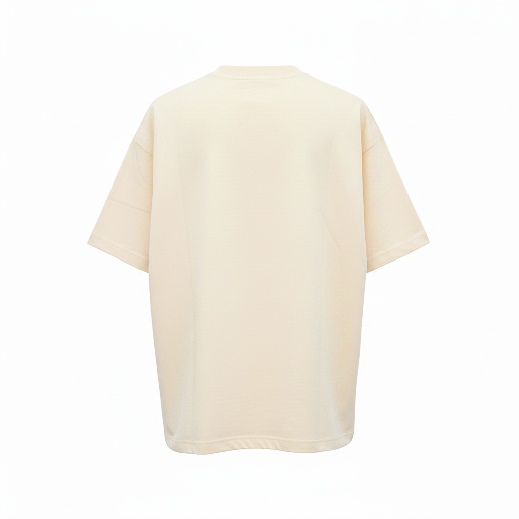 Cream Romantic Graphic Oversized Tee - Ghost Mannequin Back