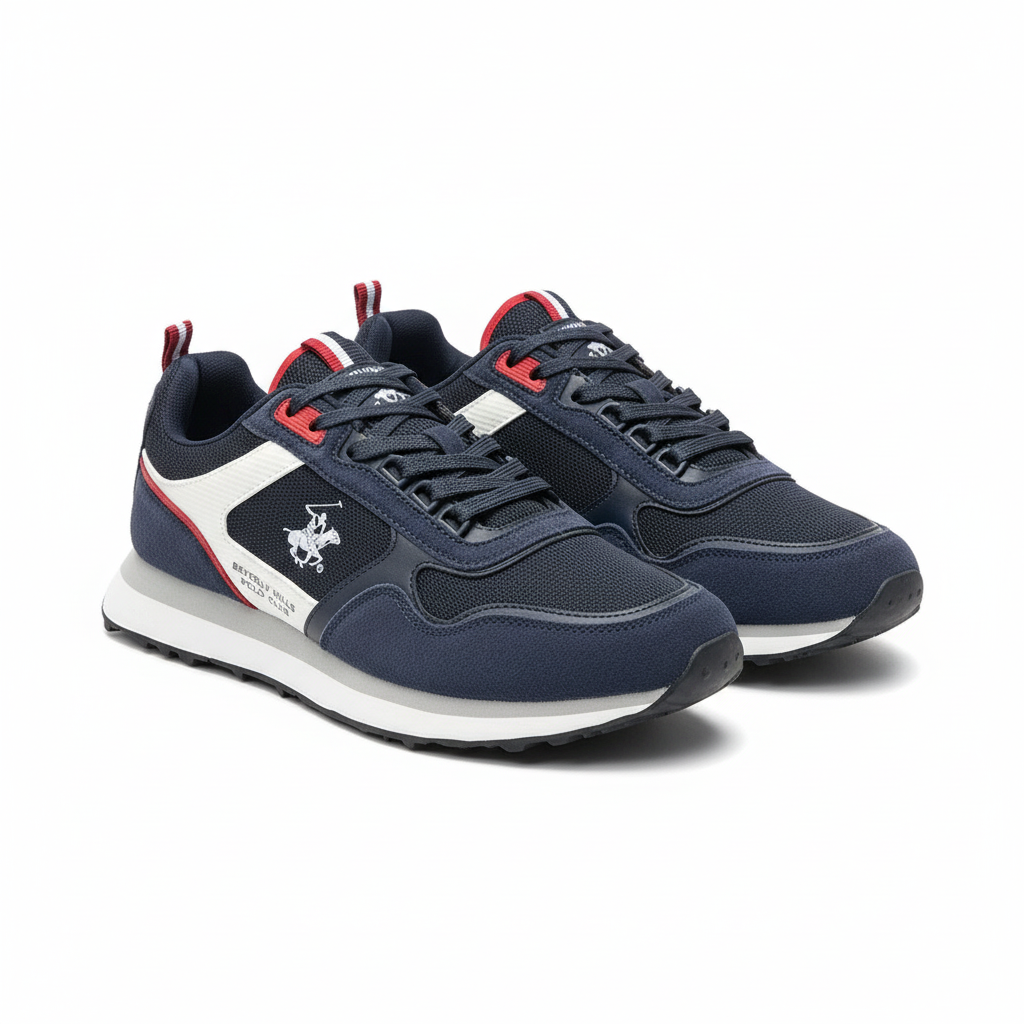 Navy Suede Mesh Retro Runner Sneaker - Ghost Mannequin