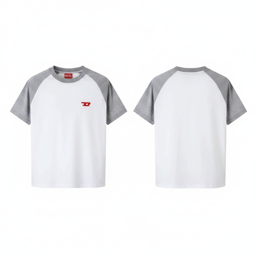Unisex white and grey raglan crop t-shirt – ghost mannequin front view