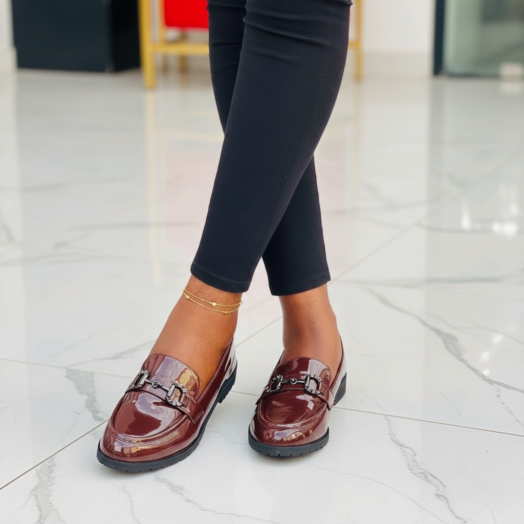 Layinka Store Patent Chain-Horsebit Loafers – Model Shot