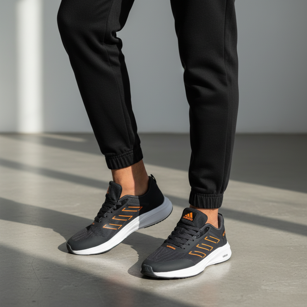 Adidas Charcoal Orange Running Sneaker - Model Shot