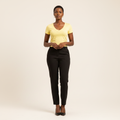 Women's V-Neck Short-Sleeve Fitted Crop Tee - Nigerian Female Model