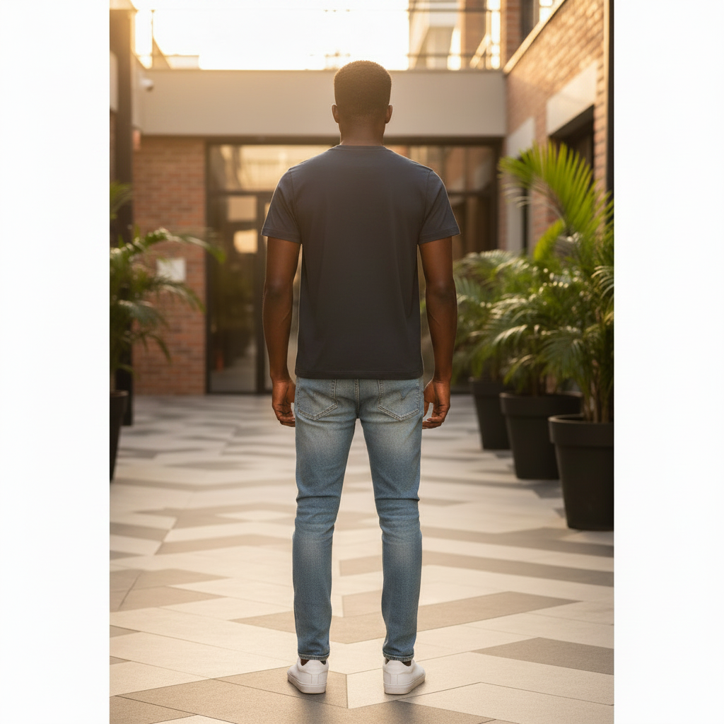 Marc O'Polo Est. Tee Dark Grey – Back Model View
