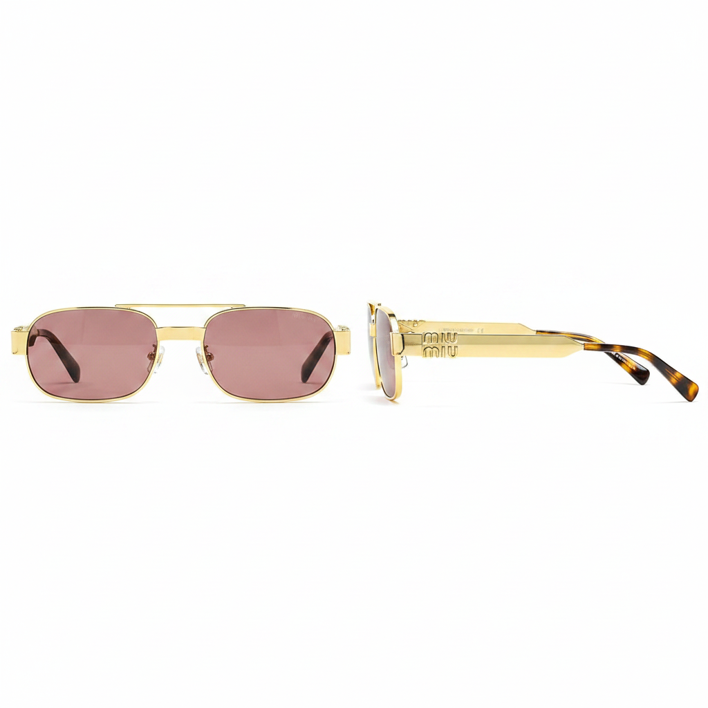Double Bridge Aviator Sunglasses – Ghost Mannequin Front and Side View