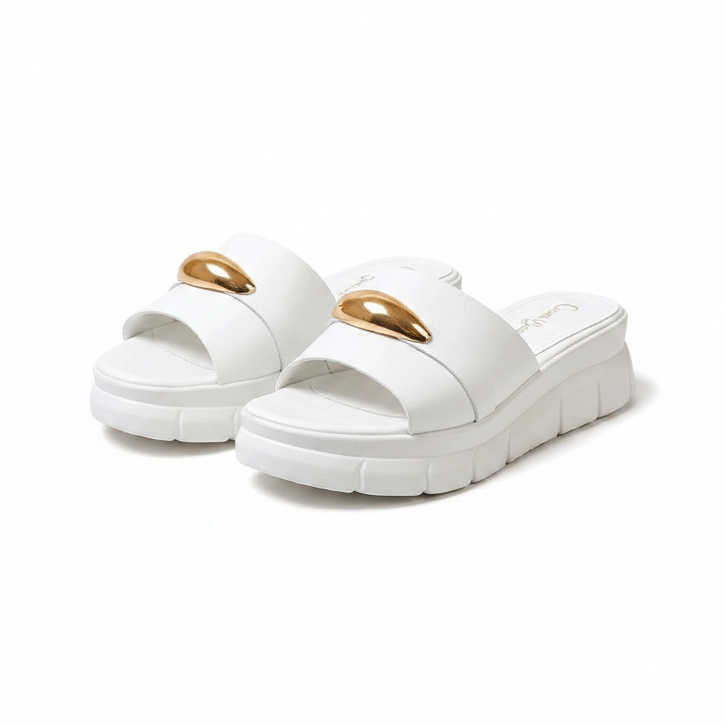 JL-3552 Women's Platform Slide – White Ghost Mannequin
