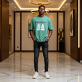 Mint Green Sneaker Graphic Oversized Tee – Model Shot