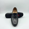Men's Black Smooth Leather Metal-Strap Penny Loafers – Ghost Mannequin