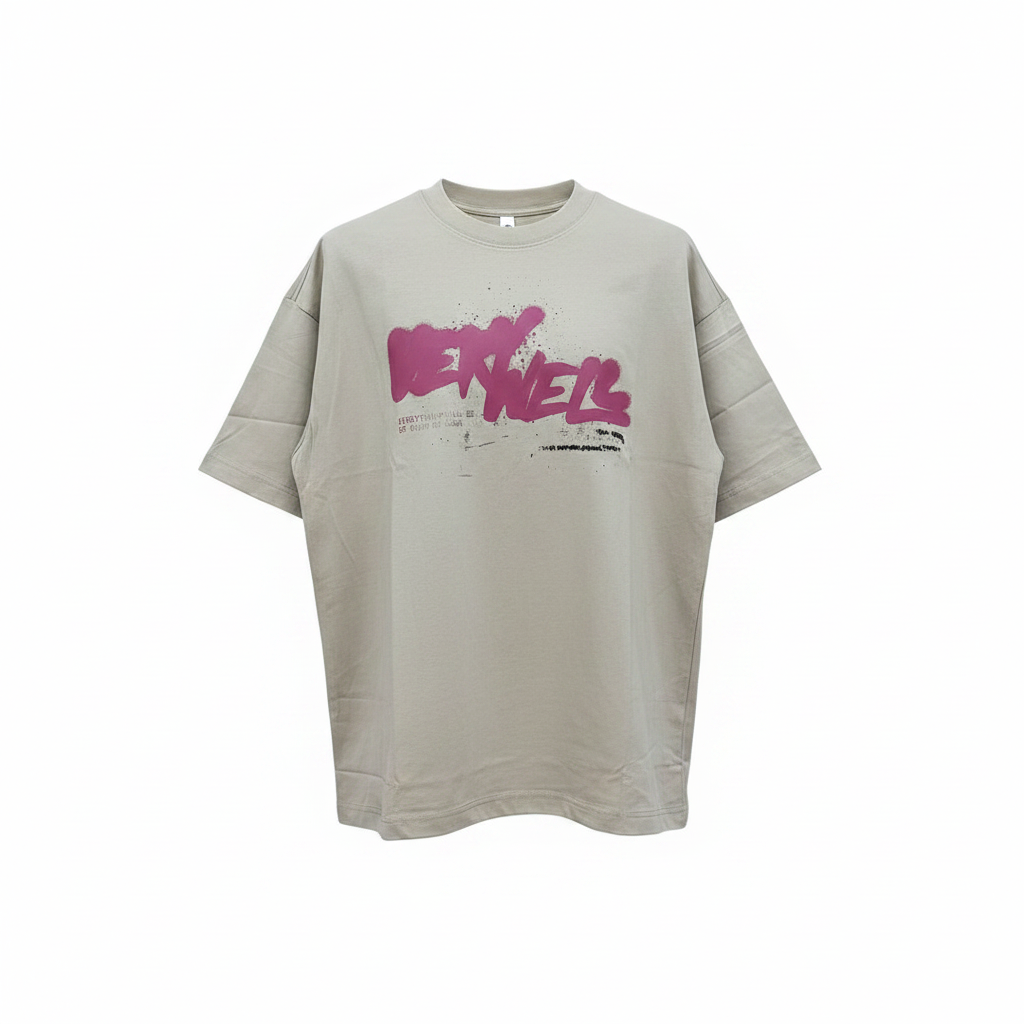 Sand Very Well Graffiti Oversized Tee - Ghost Mannequin Front