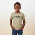 Nigerian boy model wearing Boys Explore Graphic Tee