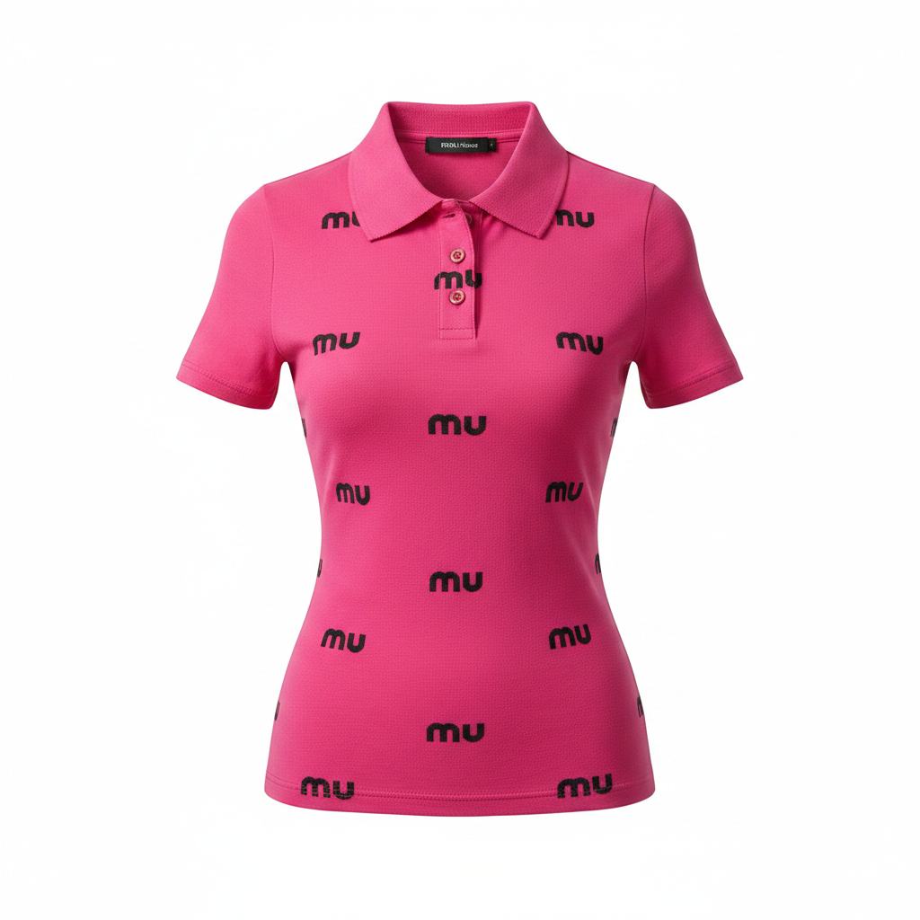 Women's Logo Print Polo Top – Ghost Mannequin Hot Pink