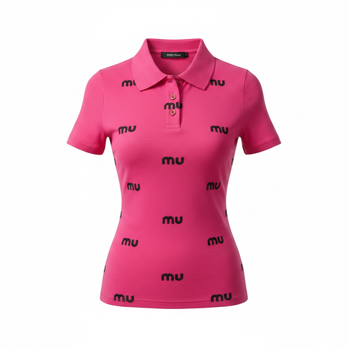 Women's Logo Print Polo Top – Ghost Mannequin Hot Pink
