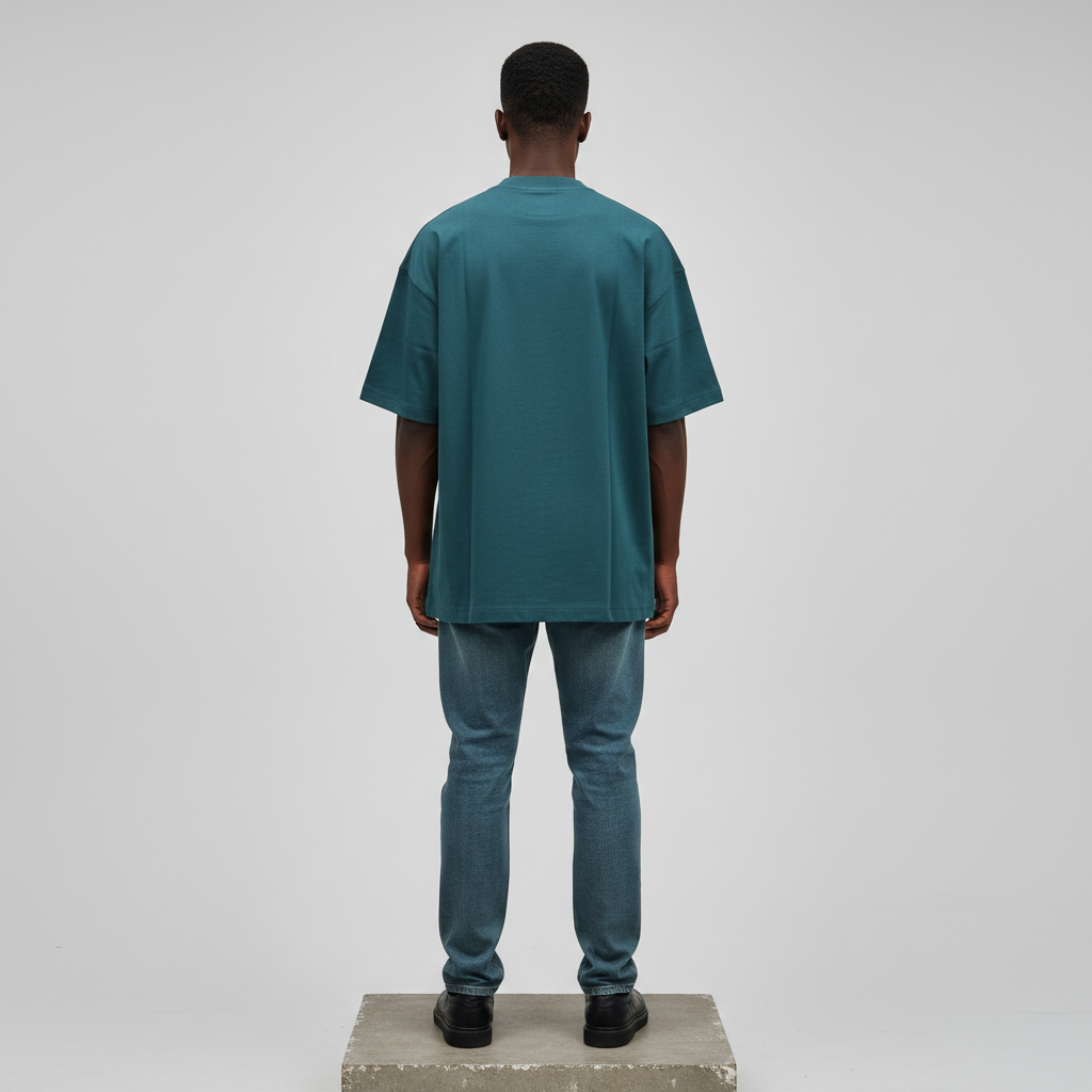 Teal NAFU Graphic Oversized Tee - Male Model Back