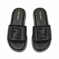 Black scattered rhinestone crystal slide slipper ghost mannequin pair on white background