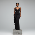 Black Ruffle Side Maxi Gown – Model Shot