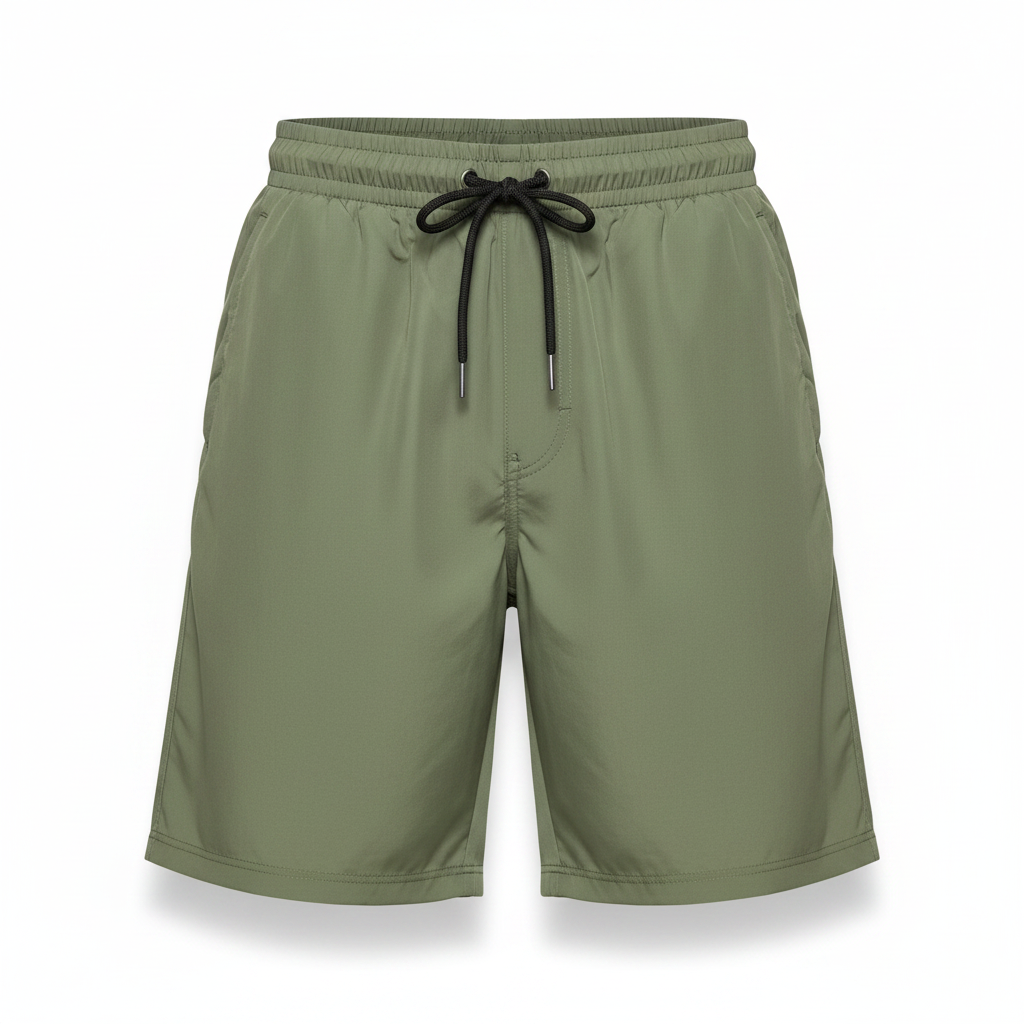 Olive Green Drawstring Athletic Sport Shorts - Ghost Mannequin