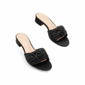 Women's Rhinestone Knotted Bow Slide Slipper - Black Ghost Mannequin