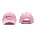 Soft pink Purrfect cat silhouette embroidered dad cap ghost mannequin front and side view