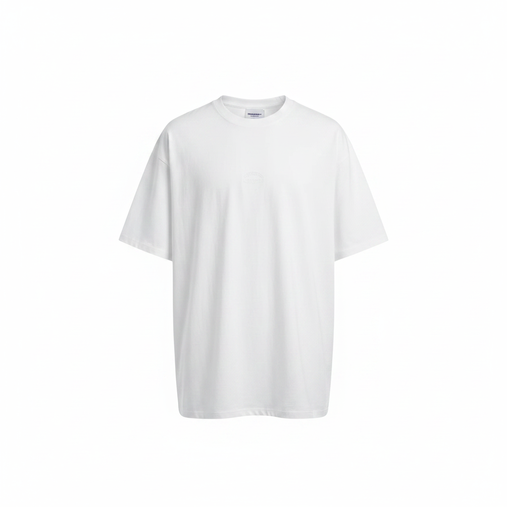 White Tonal Logo Oversized Round-Neck Tee – Ghost Mannequin