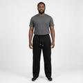 Adult Black male model wearing black tonal-detail drawstring joggers