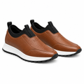 Tan Pebbled Leather Slip-On Runner Sneaker - Ghost Mannequin