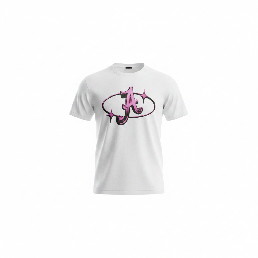 Men's white star logo graphic tee – ghost mannequin front view