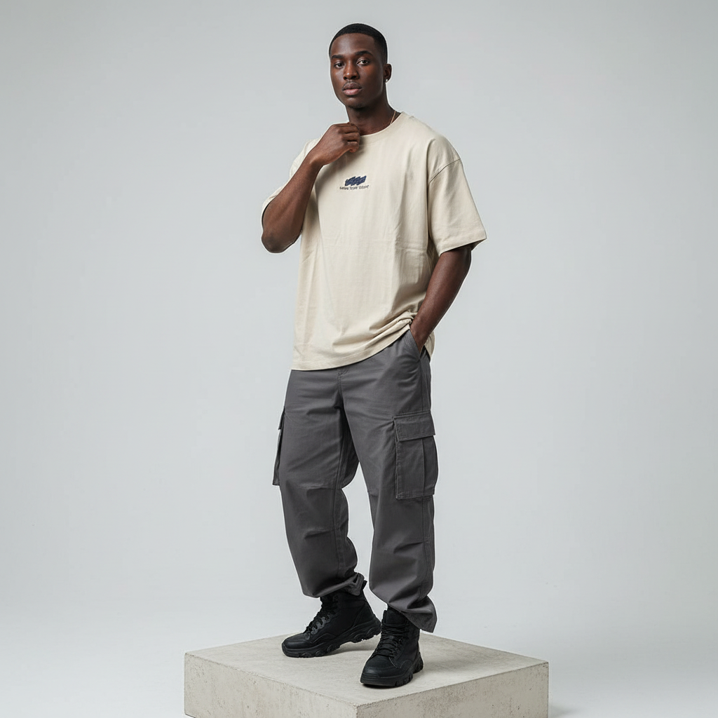 Sand Make Today Count Oversized Tee - Model Front