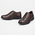 Brown textured lace-up shoes, pair views