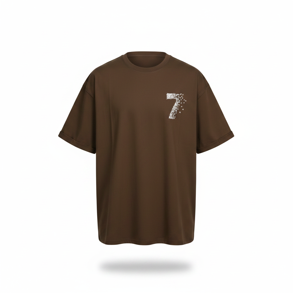 Unisex chocolate brown airplane numeral graphic tee – ghost mannequin front view