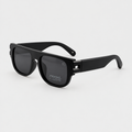 AI-generated black flat-top square sunglasses with dark grey lenses
