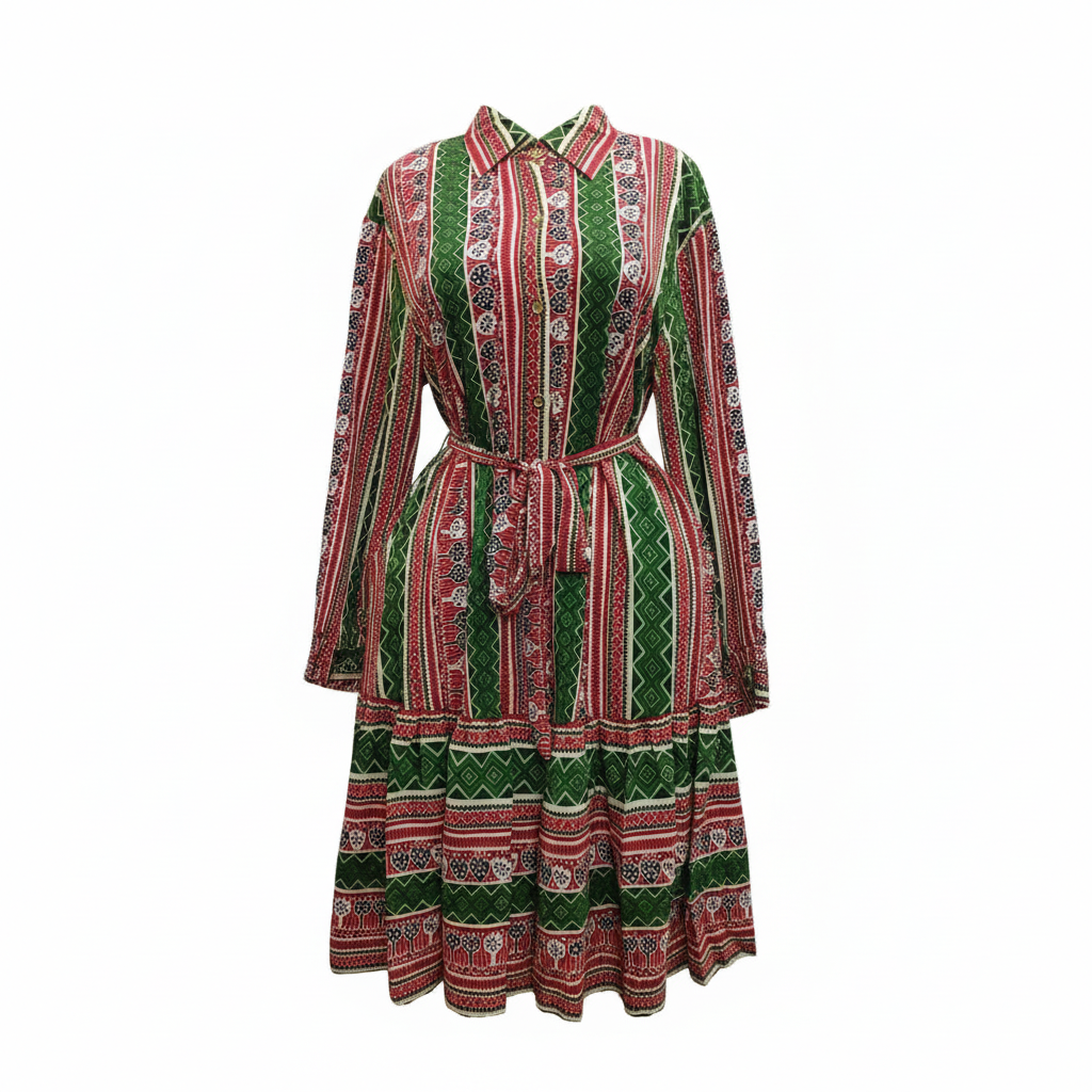 Boho Ethnic Stripe Belted Midi Shirt Dress – Ghost Mannequin