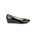 Women's Patent Leather Wedge Ballet Flat - Black - Ghost Mannequin