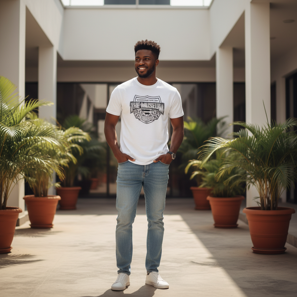 NASCAR Graphic Tee – Nigerian Male Model Front View