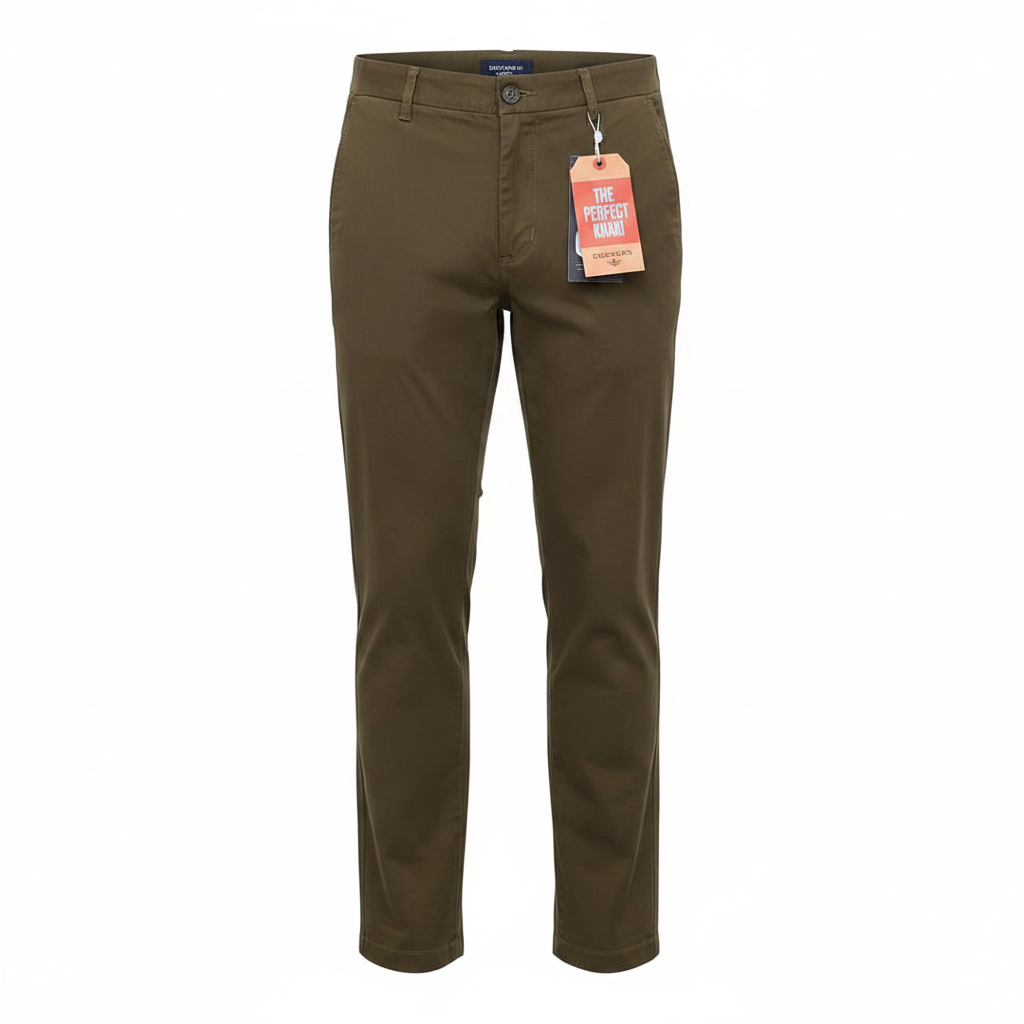 Dockers Khaki Chino Trousers Olive - Ghost Mannequin Front