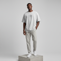 Grey Marl Feno Oval Logo Oversized Tee - Model Front
