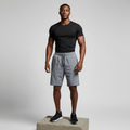 Grey Woven Running Shorts - Model Shot