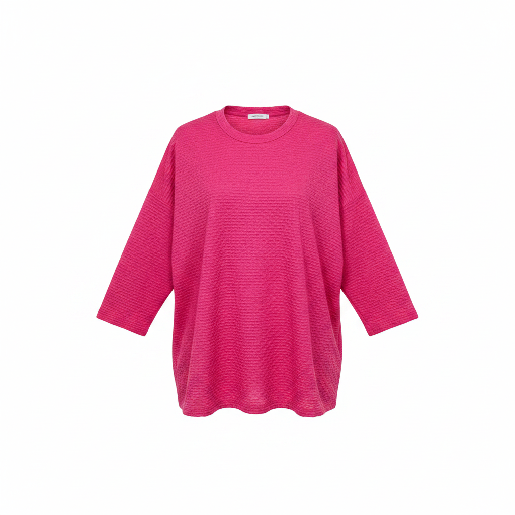 Women's Hot Pink 3/4 Sleeve Waffle Top — Ghost Mannequin
