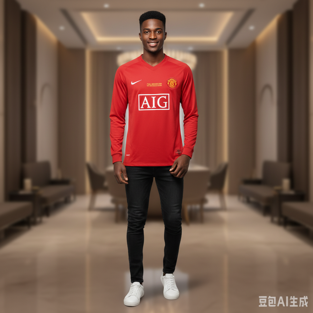 Red Retro Long Sleeve Home Jersey – Model Shot
