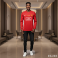 Red Retro Long Sleeve Home Jersey – Model Shot