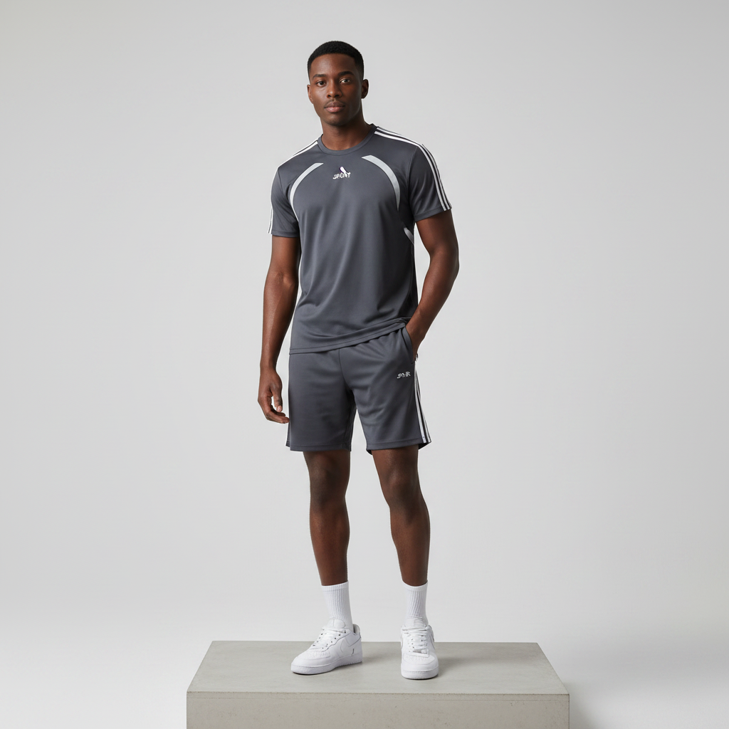 Charcoal Graphic Sports Set - Model Front