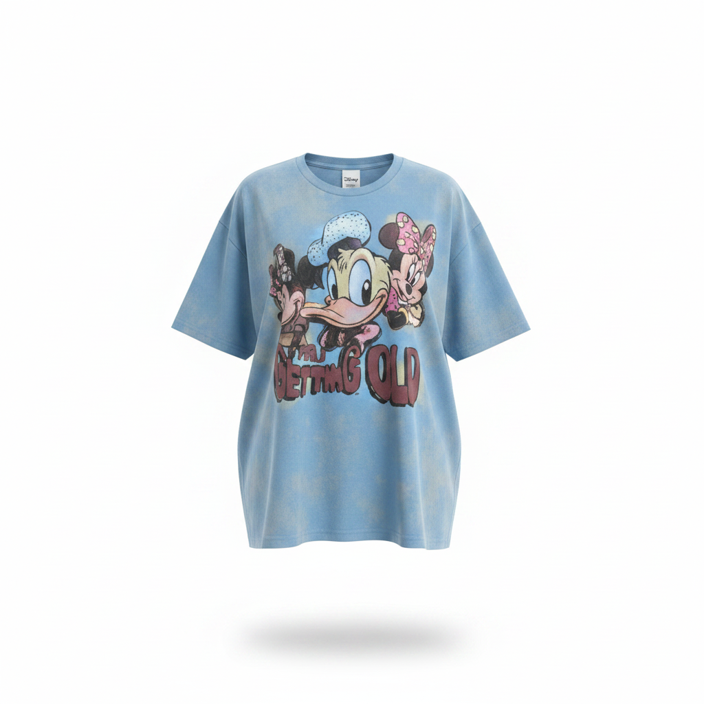 Women's Blue Disney Graphic Bleach Wash Tee — Ghost Mannequin