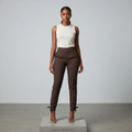 Dark Brown Slim Tie-Hem Trousers - Model Front