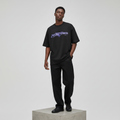 Black Seventeen Graphic Oversized Tee - Male Model Front