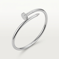 Silver-tone stone-detail nail bracelet on white