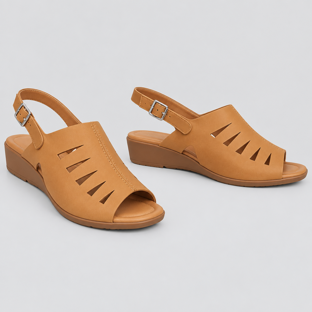 Tan cutout slingback sandals product-only pair