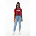Patpron Burgundy New York Retro Ringer Crop Tee – Model Shot