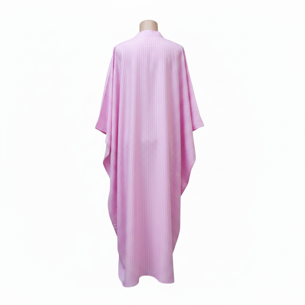 Ghost mannequin back view - pink balloon bouquet graphic kaftan dress