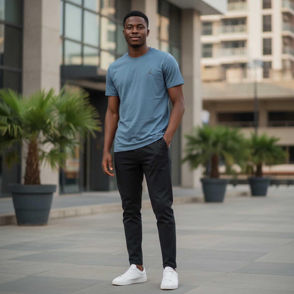 Jordan Brand Steel Blue Tee – Model Shot
