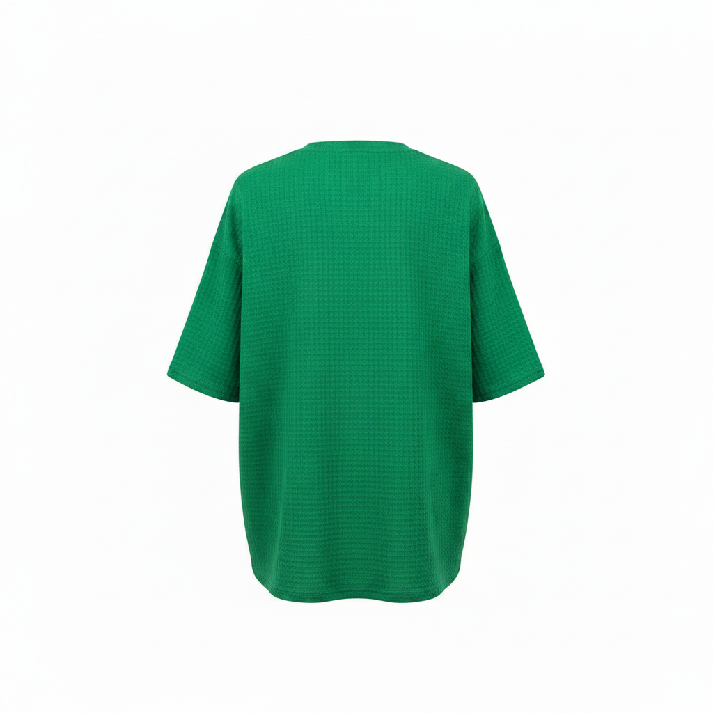 Ghost mannequin back view - green rhinestone butterfly graphic top
